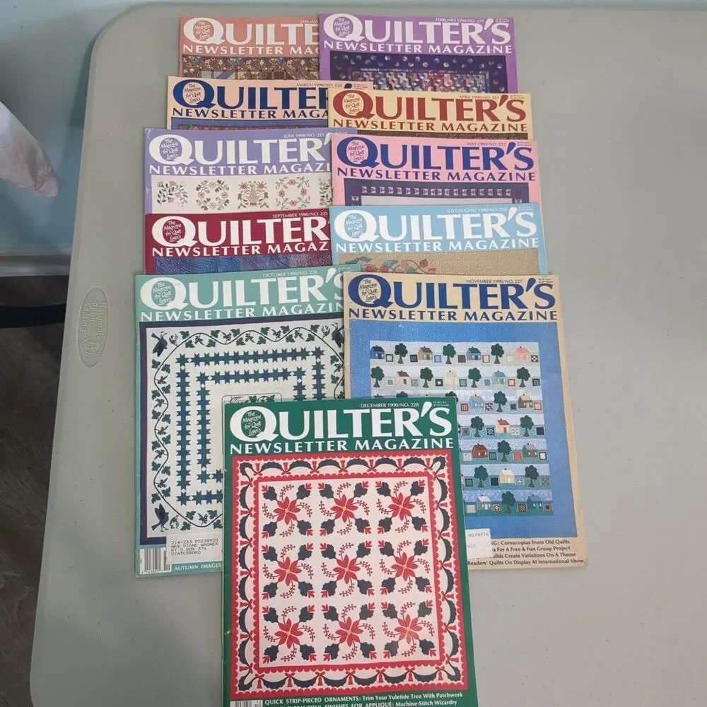 Complete year 1990 Quilters Newsletter Magazine Patterns Instructions Quilt vint